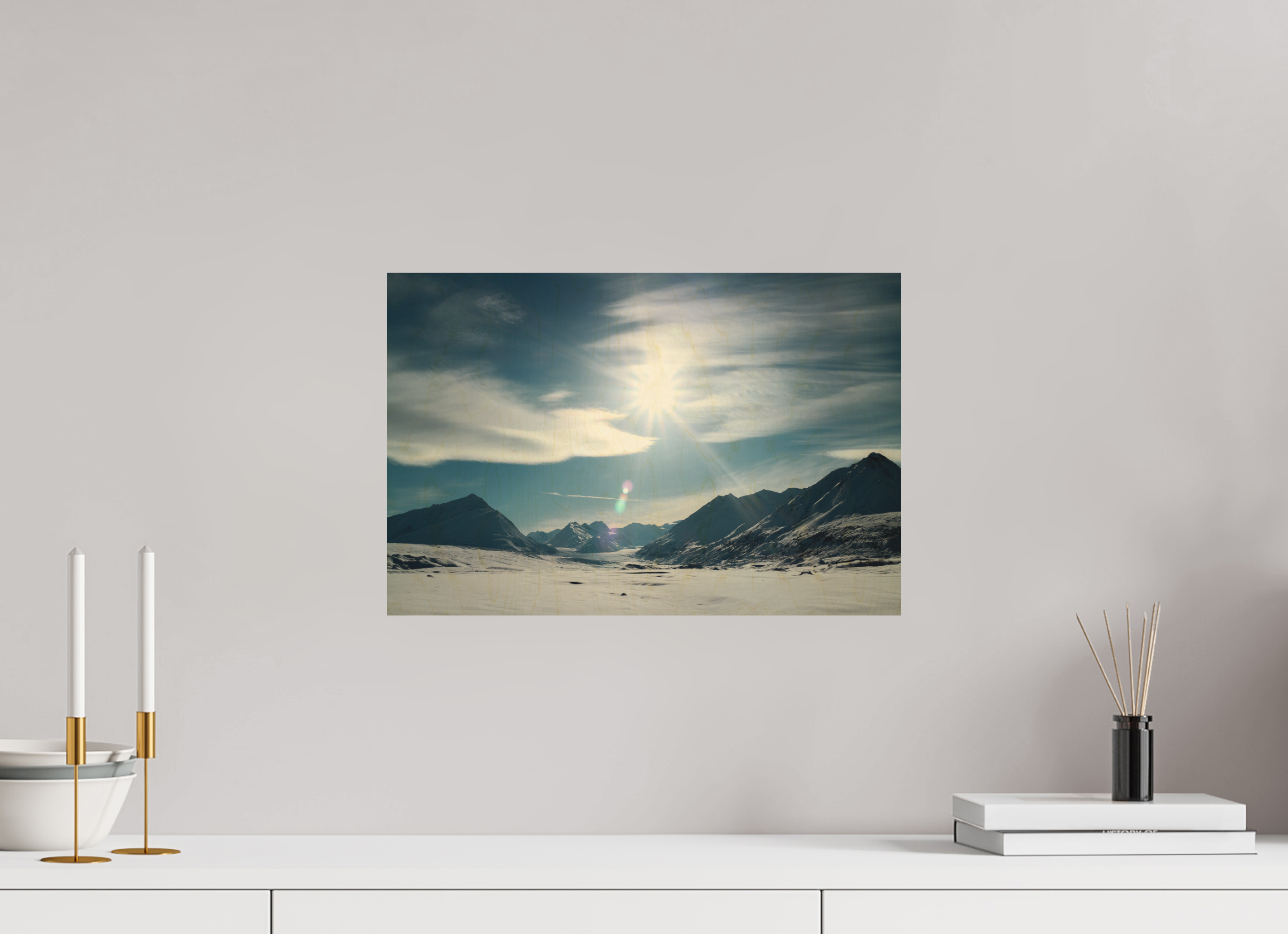 45 x 30 cm, Direct to Wood Print Alaskan Mountain Pass