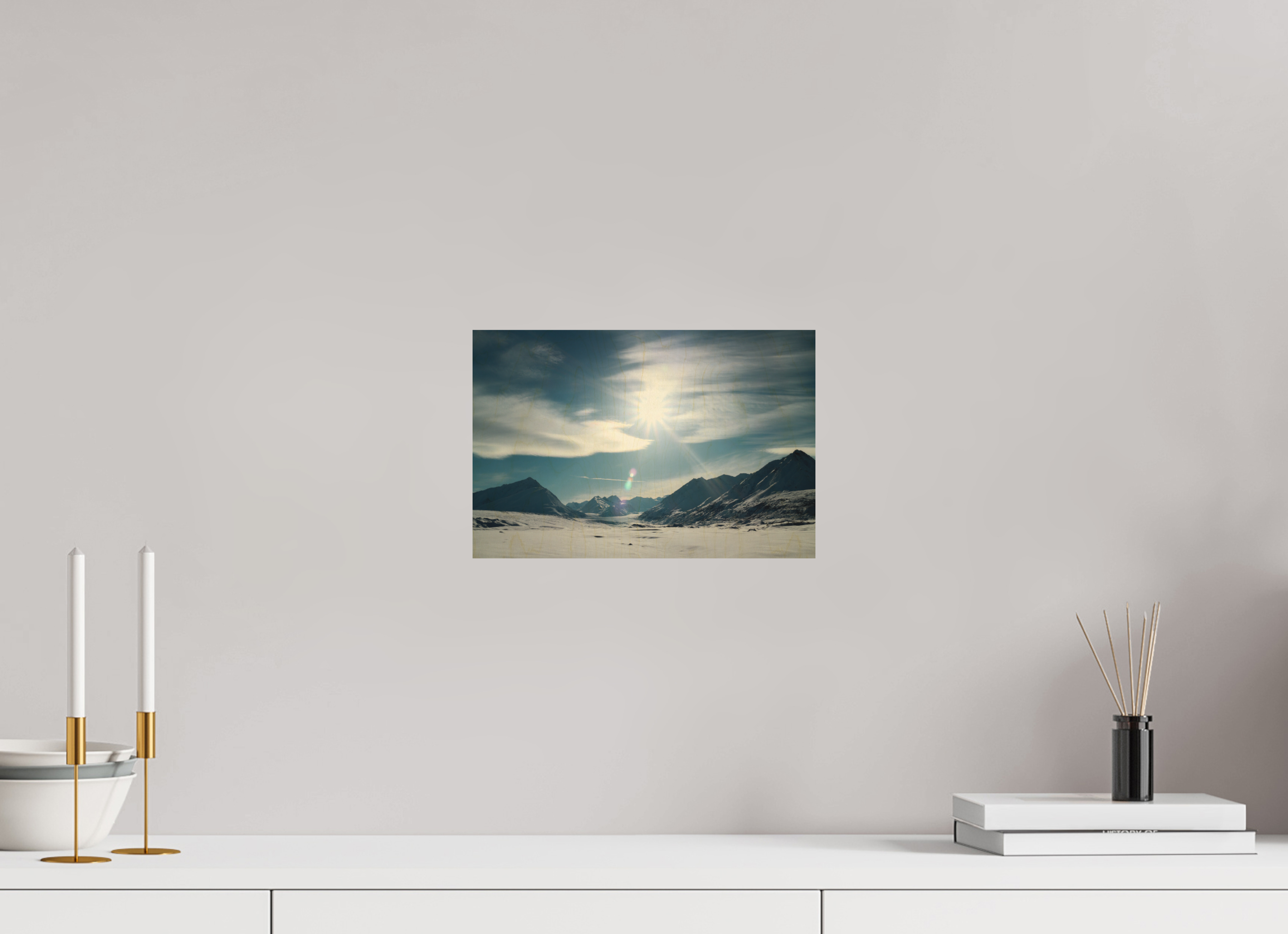 30 x 20 cm, Direct to Wood Print Alaskan Mountain Pass