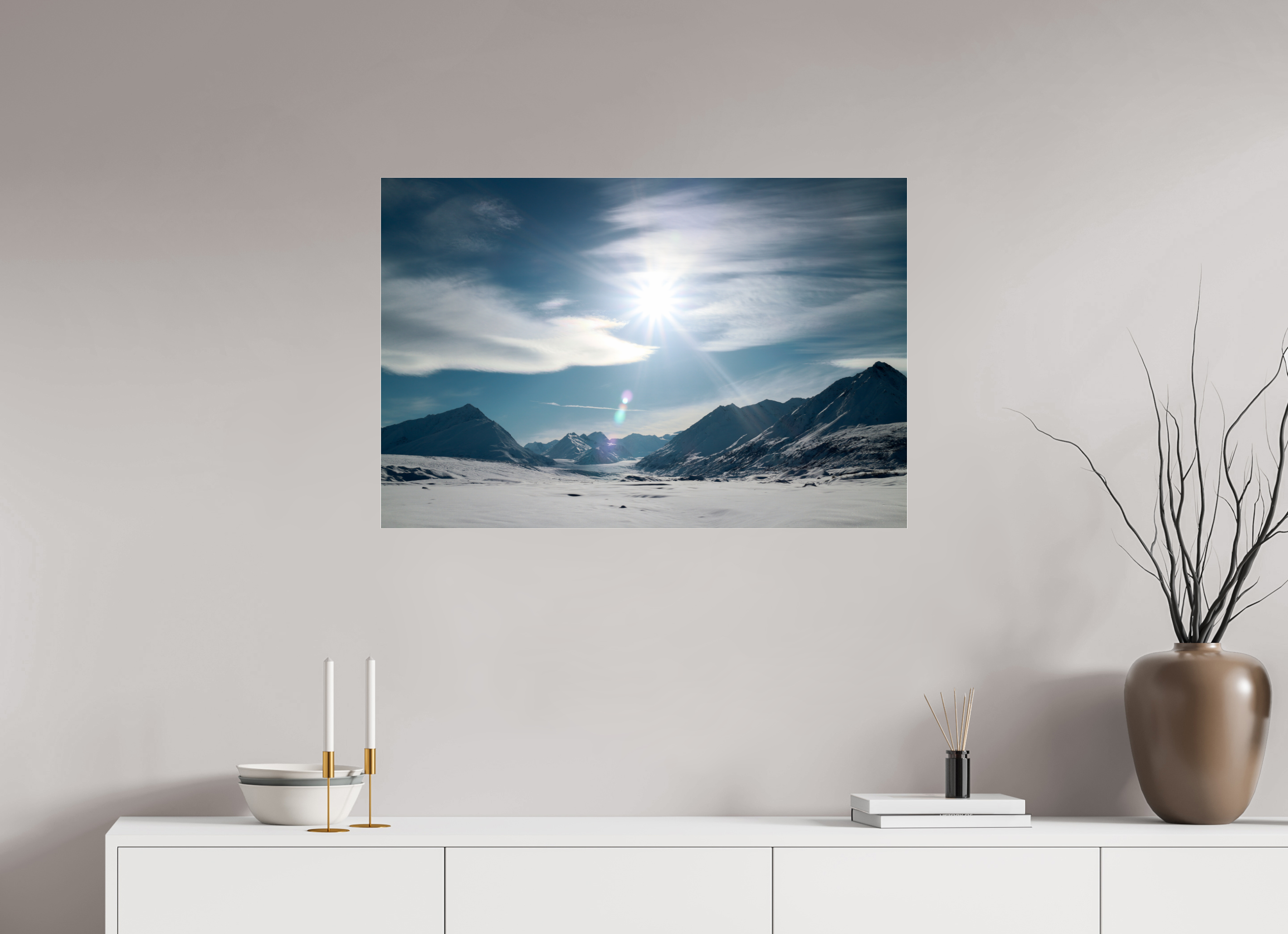 90 x 60 cm, Photo Print Under Acrylic Glass Alaskan Mountain Pass
