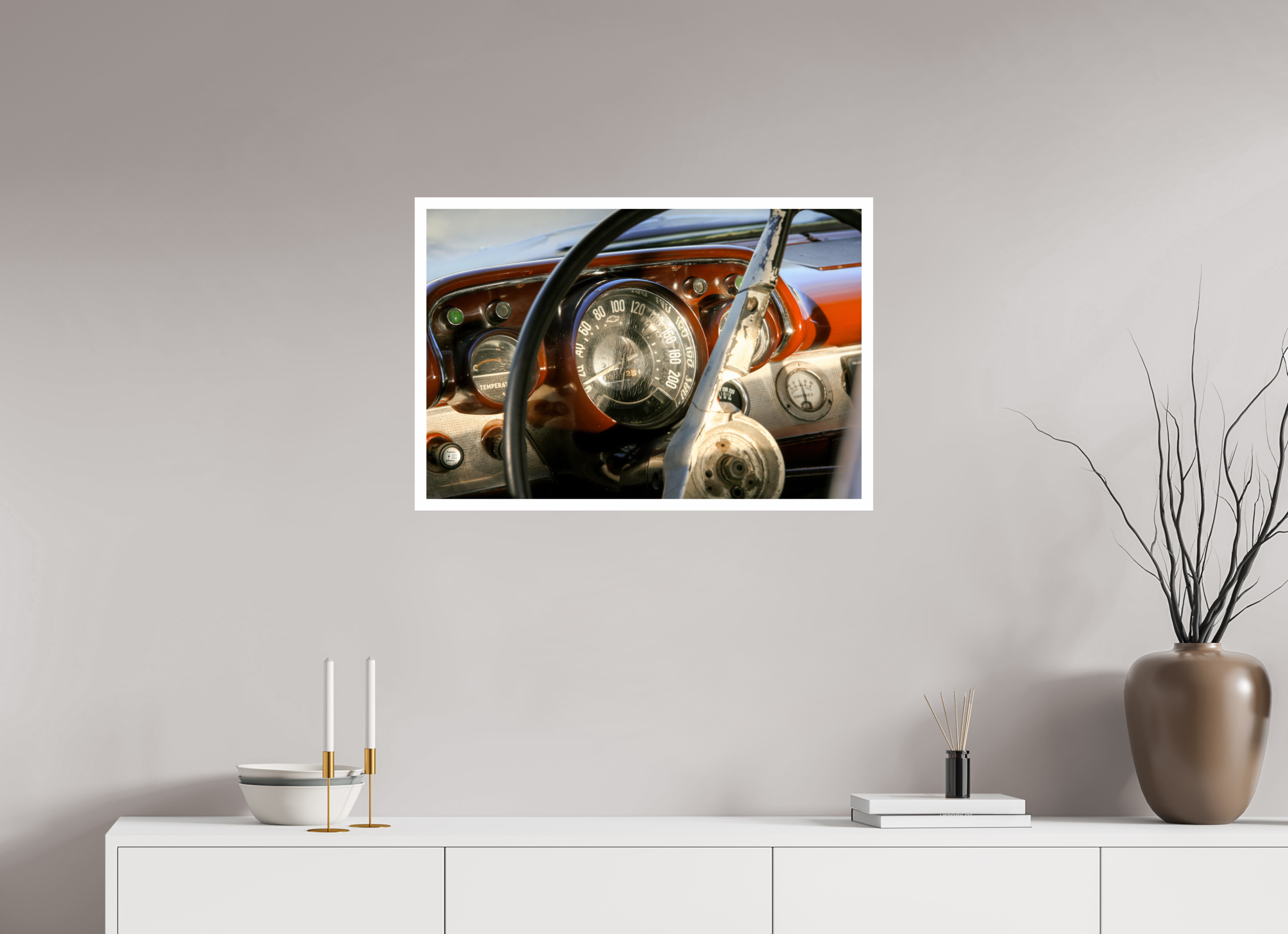 75 x 50 cm, Photo Print On Crystal DP II '57 Chevy Bel Air Dash