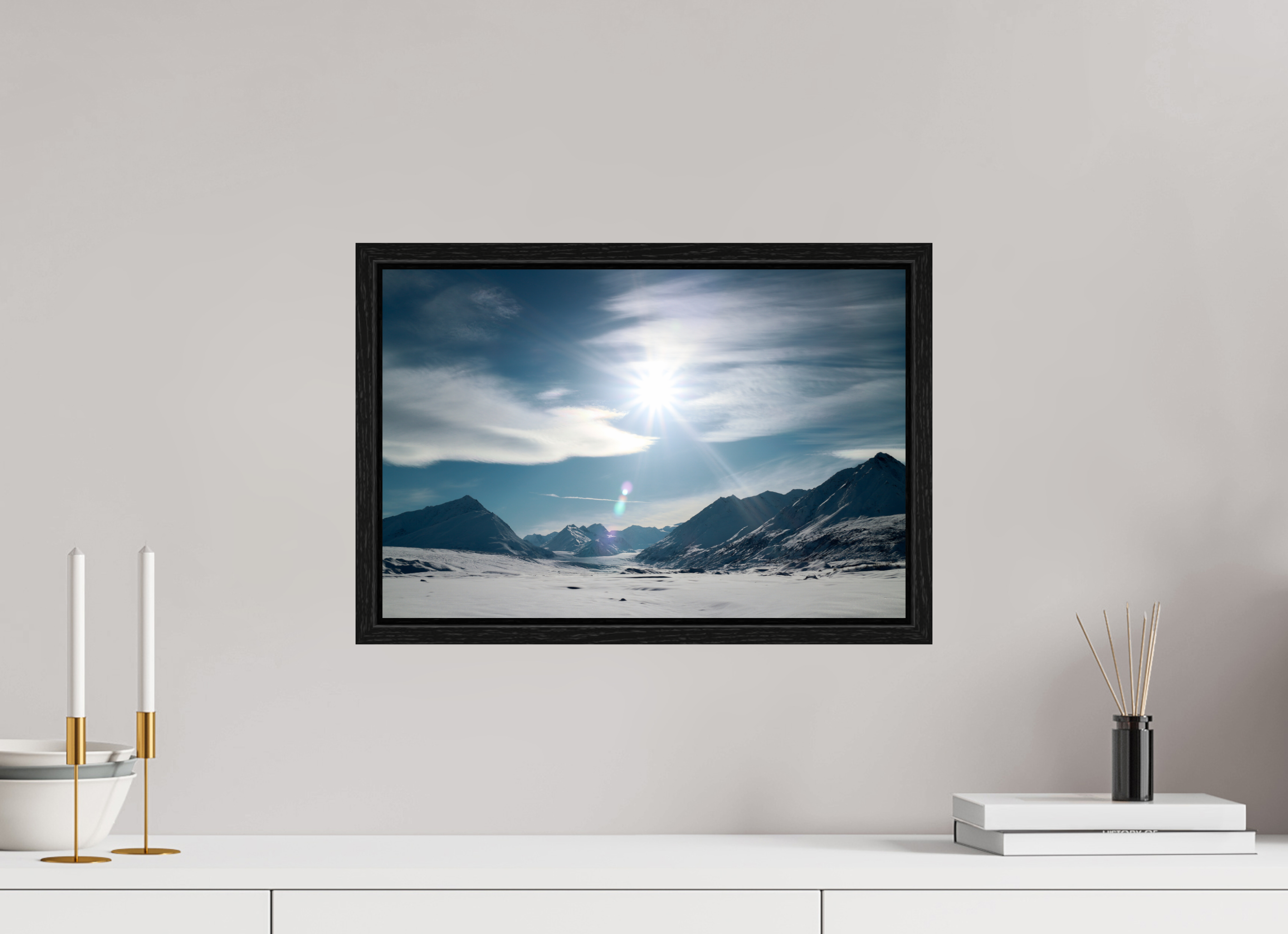 45 x 30 cm, Floater Frame Alaskan Mountain Pass