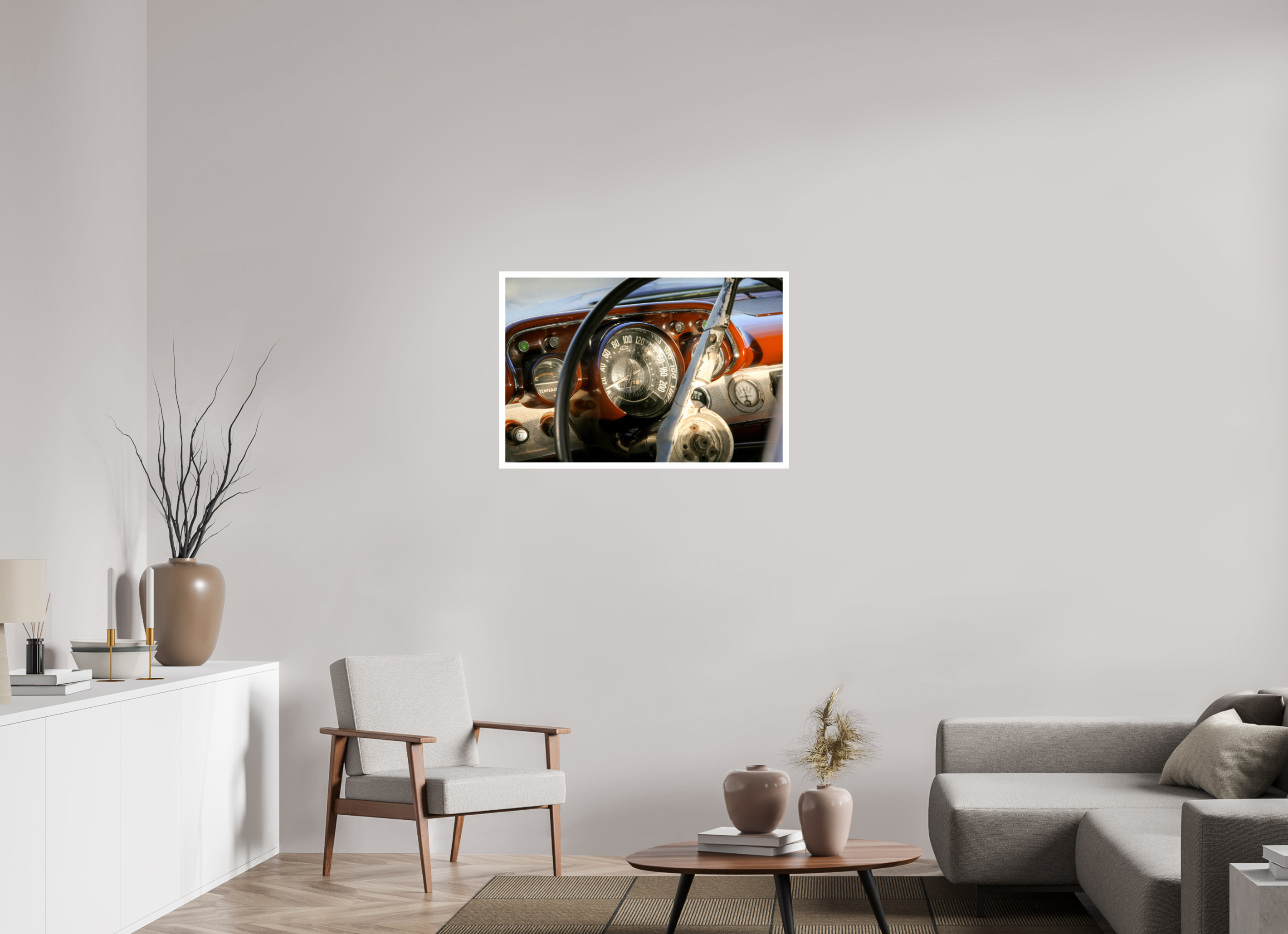 90 x 60 cm, Photo Print On Crystal DP II '57 Chevy Bel Air Dash