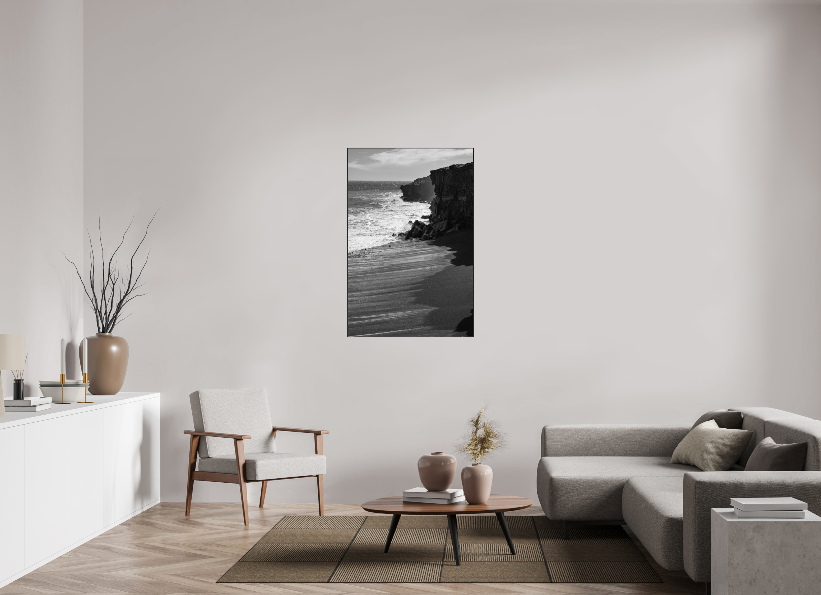 80 x 120 cm, Solid Wood ArtBox Hawaii B/W