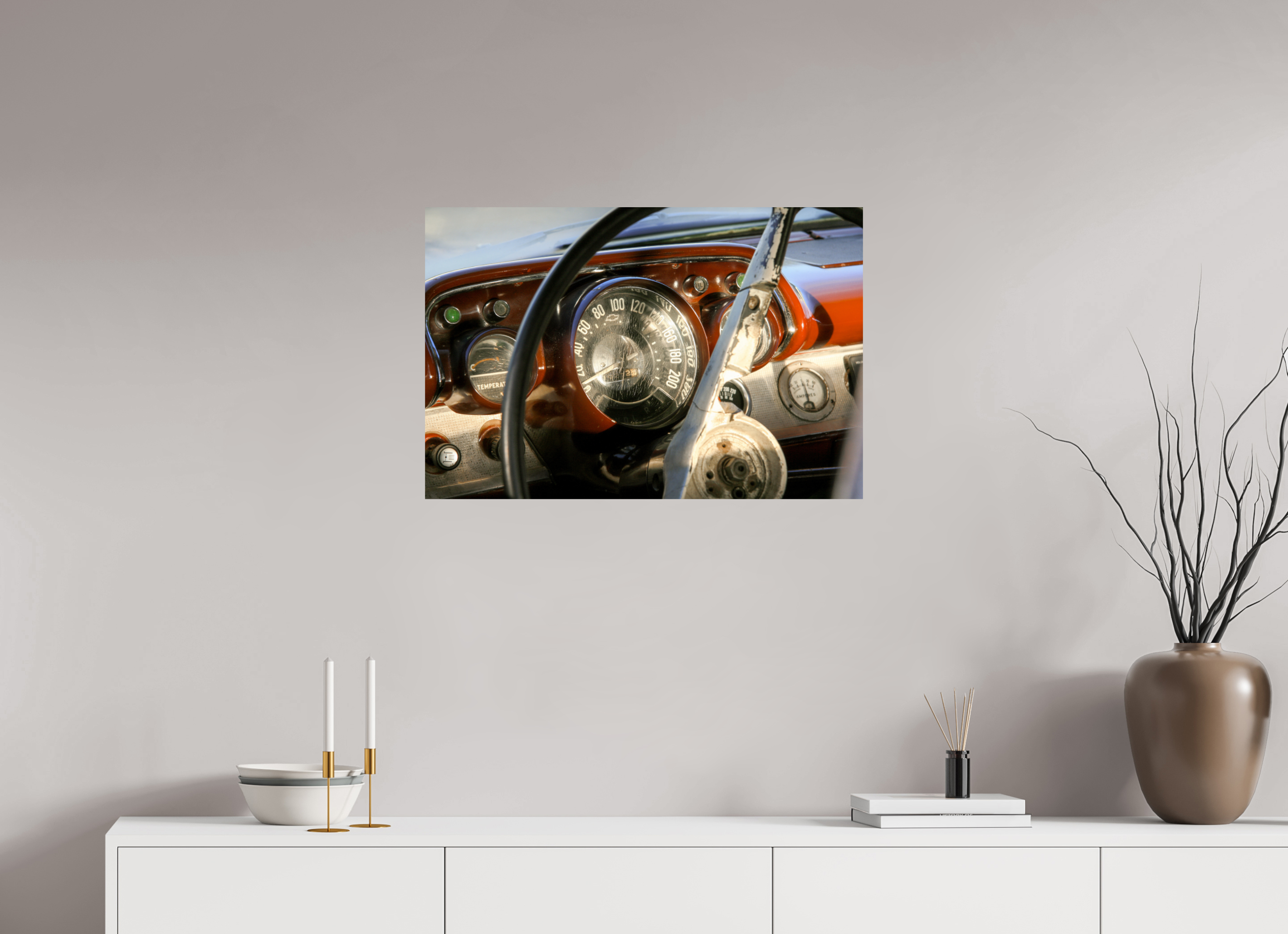75 x 50 cm, ChromaLuxe HD Metal Print '57 Chevy Bel Air Dash