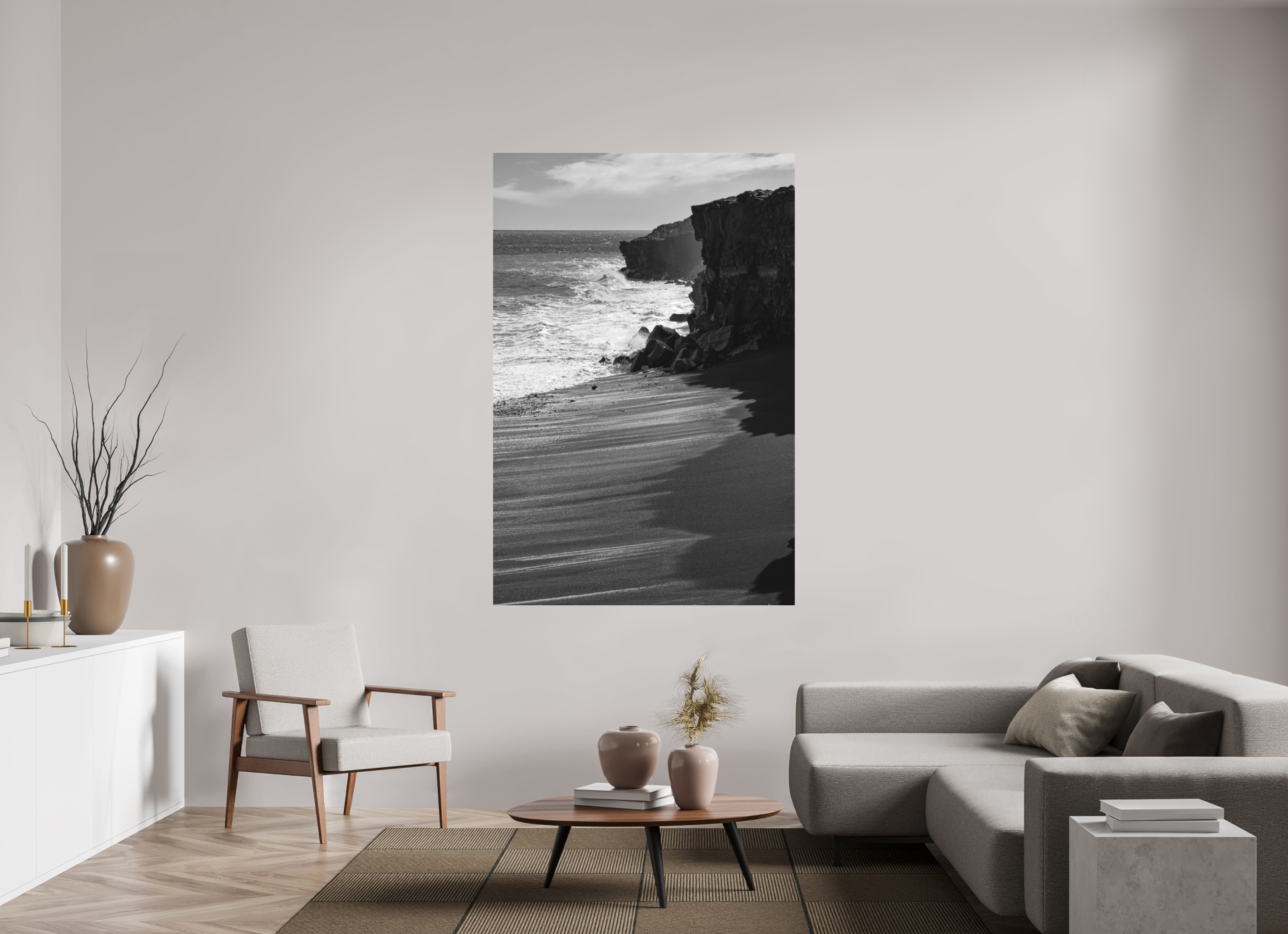 120 x 180 cm, Print on Aluminum Dibond Hawaii B/W