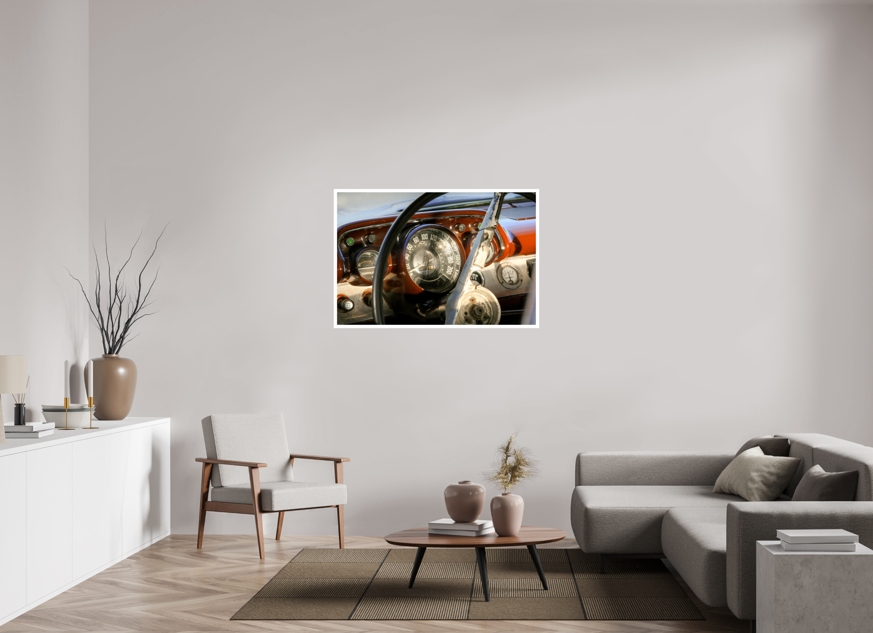 120 x 80 cm, Photo Print On Crystal DP II '57 Chevy Bel Air Dash