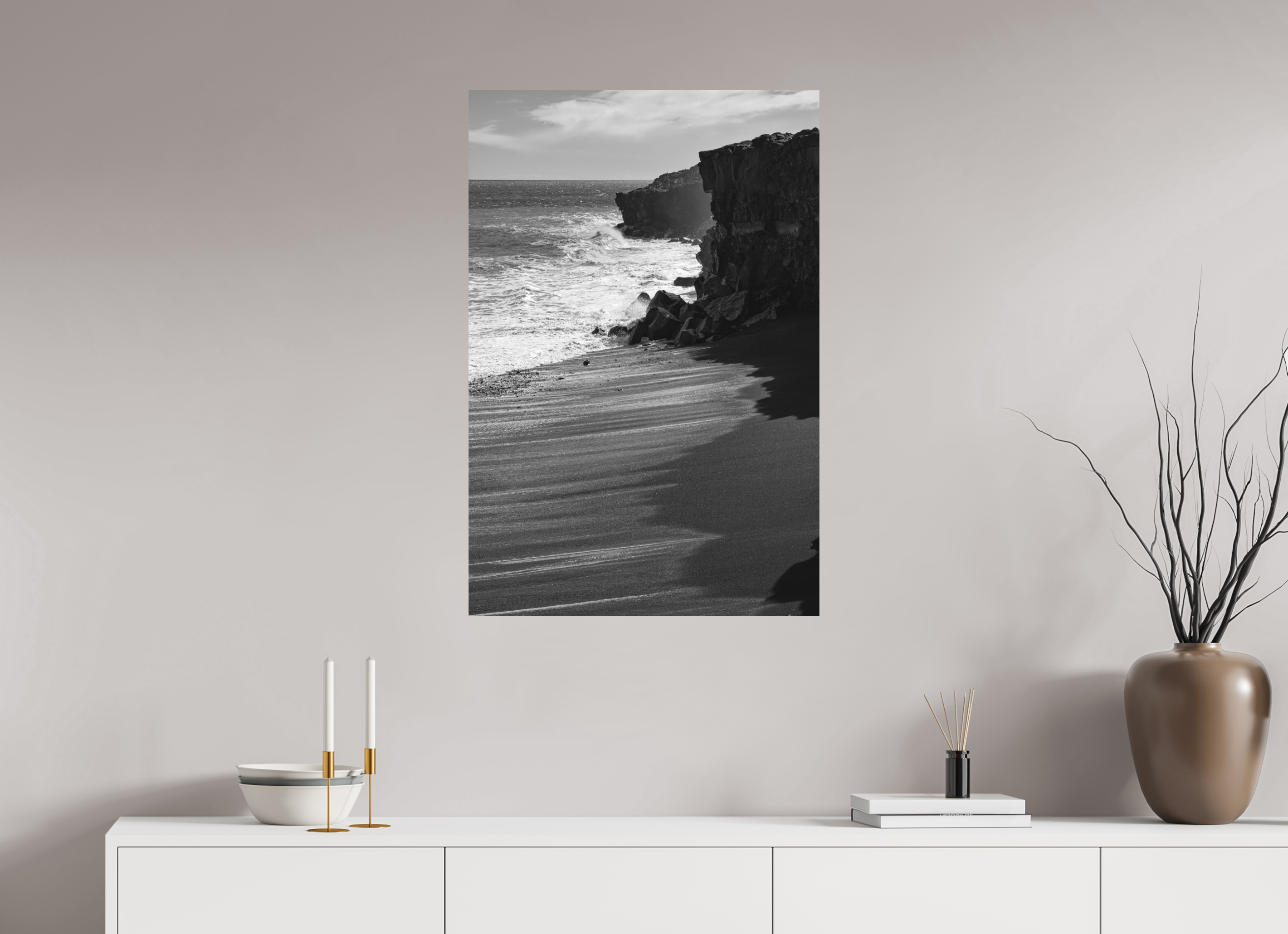 60 x 90 cm, Print on Aluminum Dibond Hawaii B/W