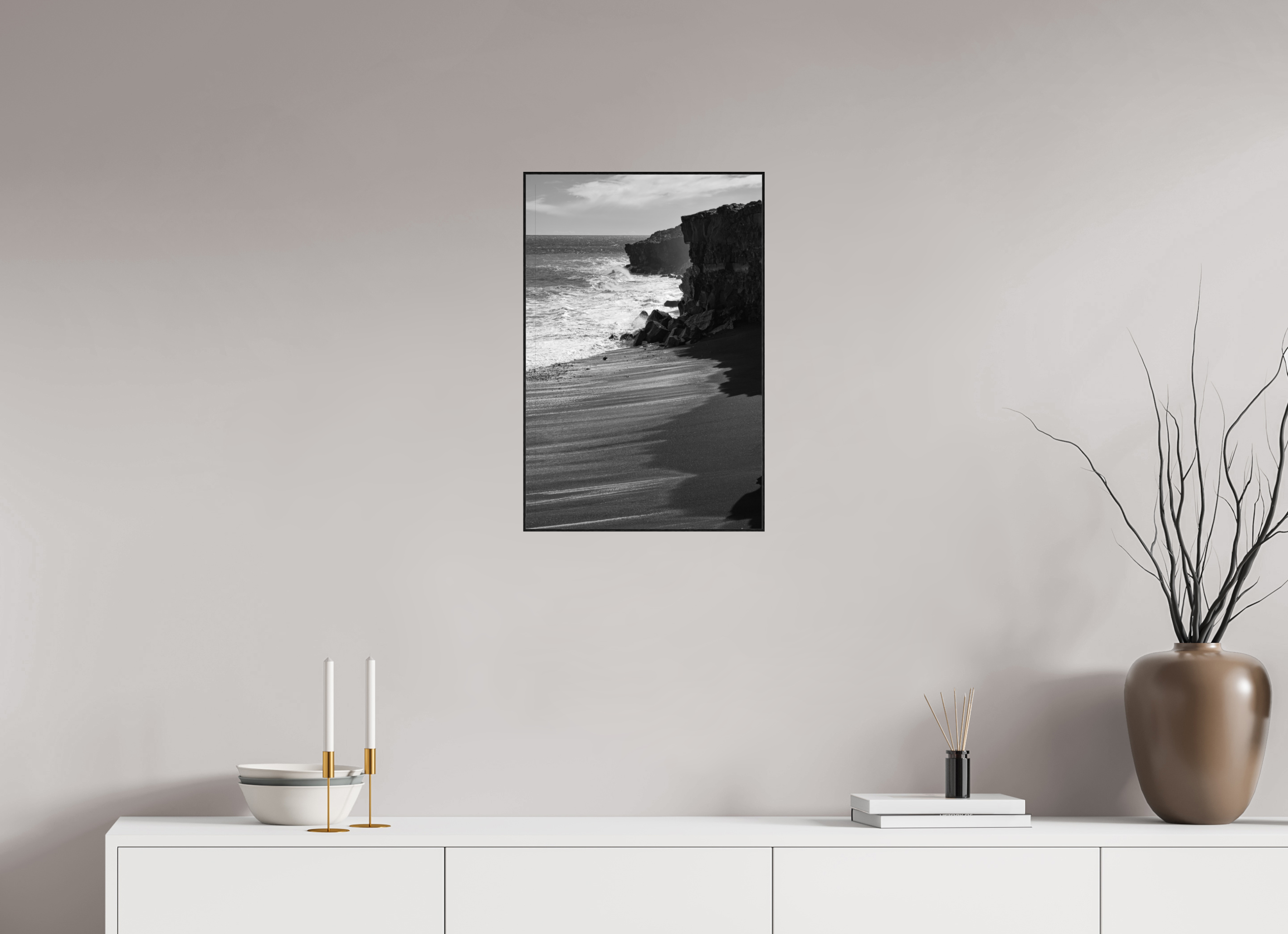 40 x 60 cm, Solid Wood ArtBox Hawaii B/W