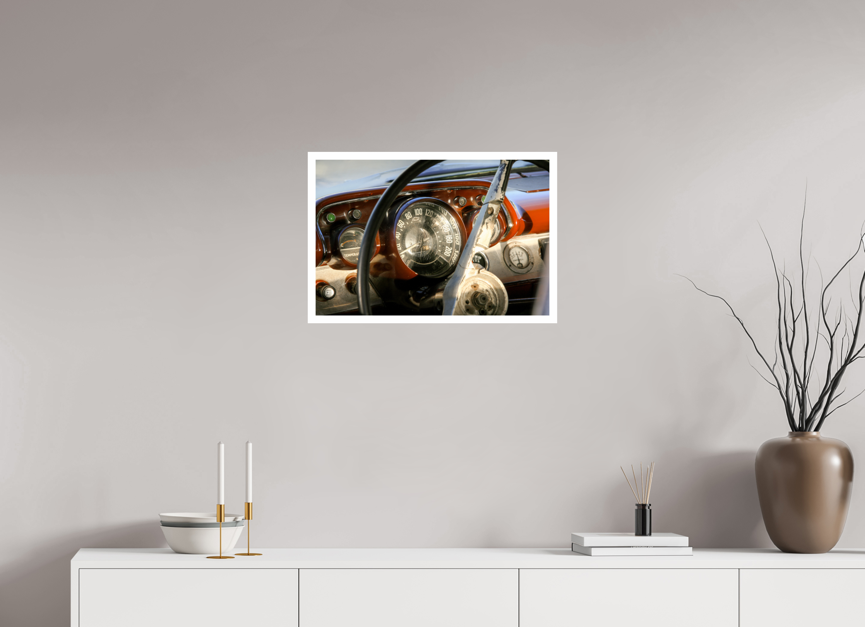 60 x 40 cm, Photo Print On Crystal DP II '57 Chevy Bel Air Dash