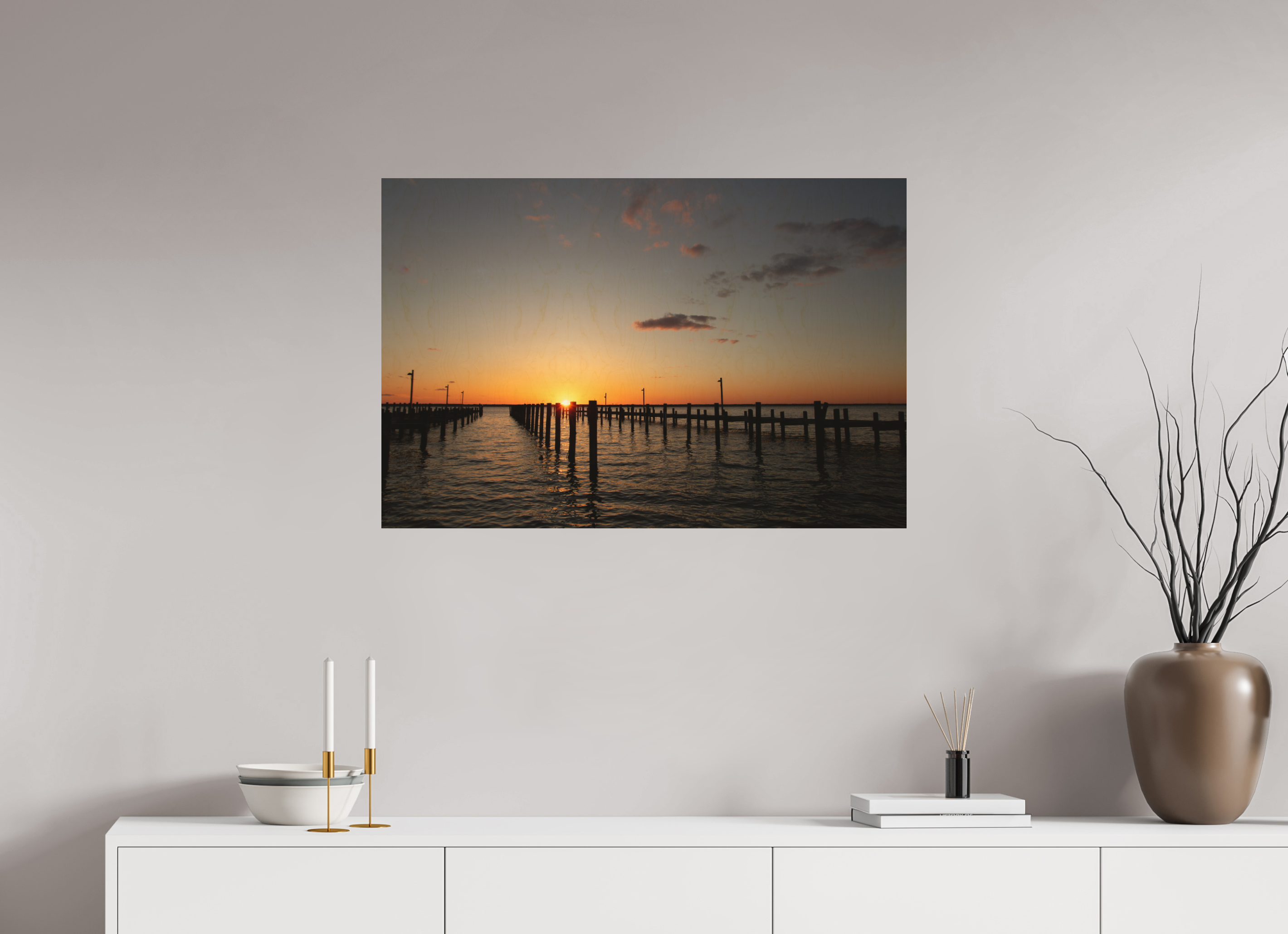 90 x 60 cm, Direct to Wood Print Sunset