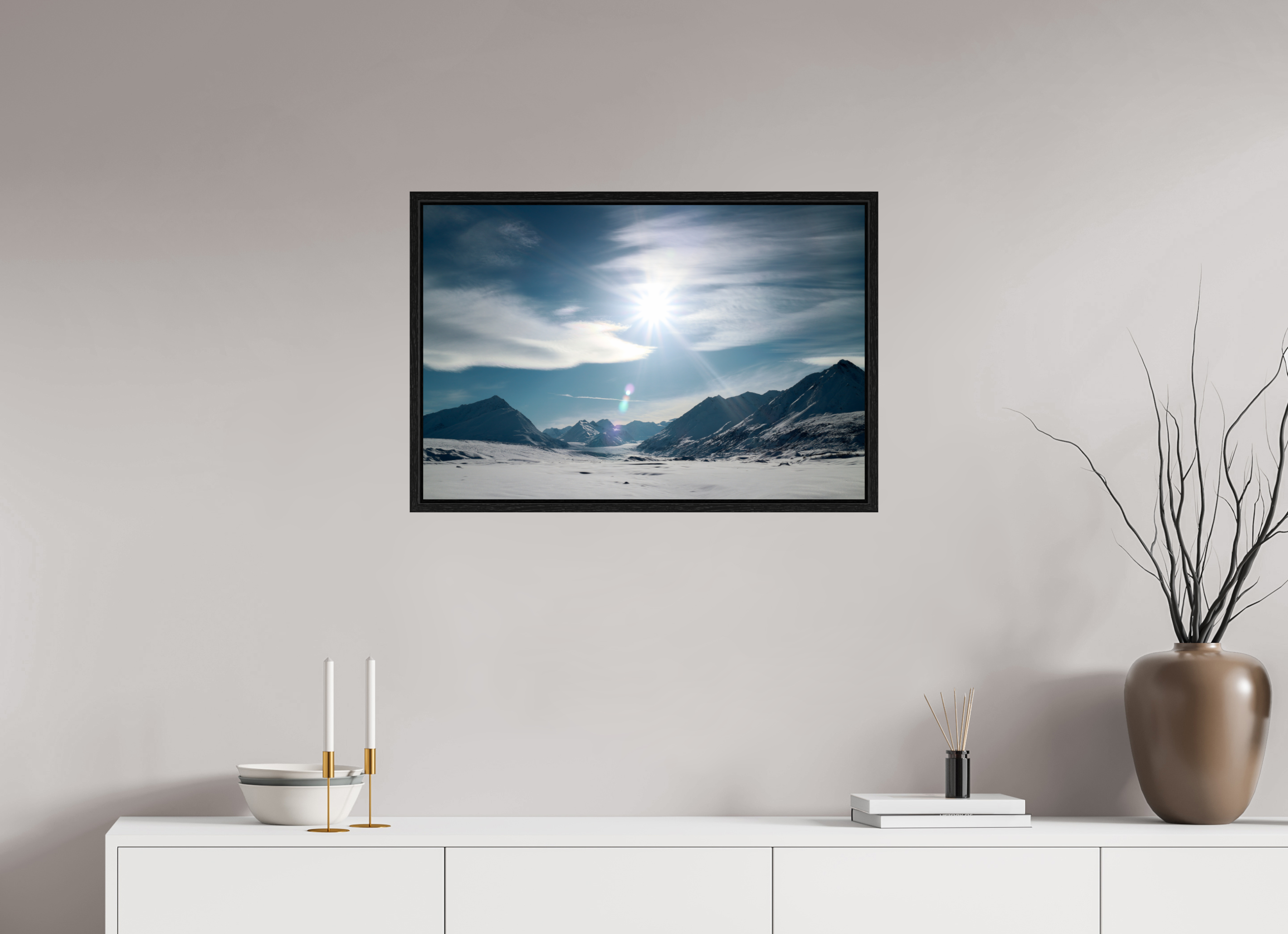 75 x 50 cm, Floater Frame Alaskan Mountain Pass