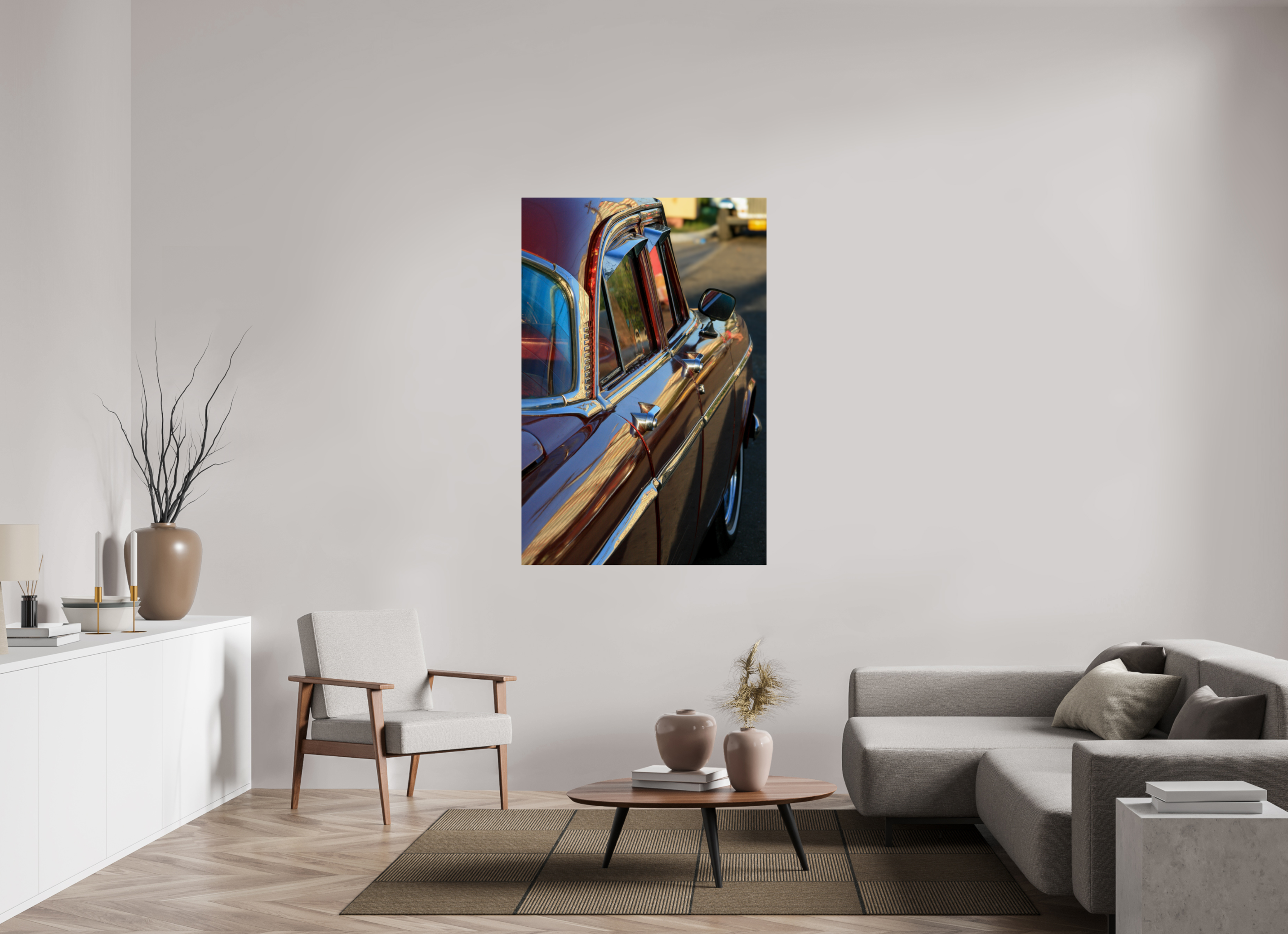 100 x 150 cm, ChromaLuxe HD Metal Print '56 Chevy Bel Air