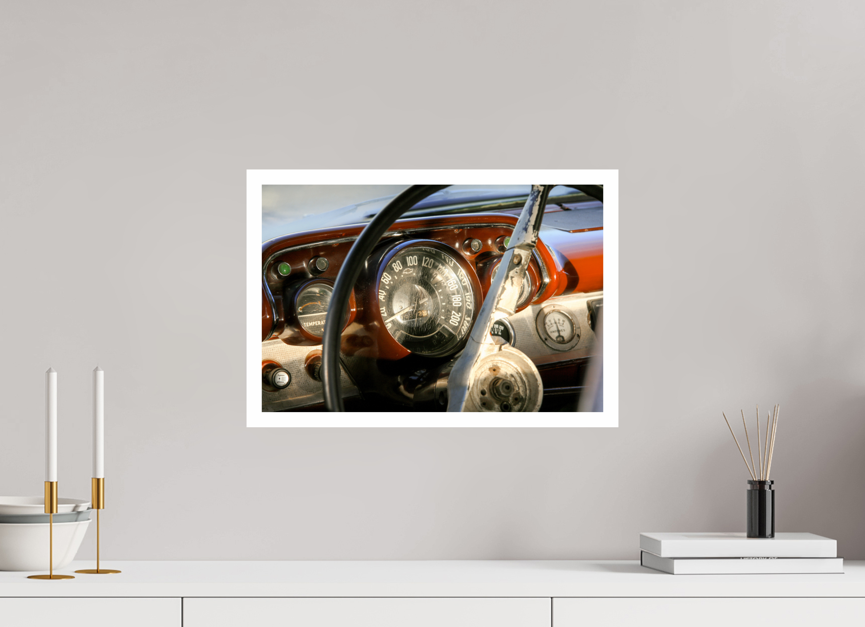 45 x 30 cm, Photo Print On Crystal DP II '57 Chevy Bel Air Dash