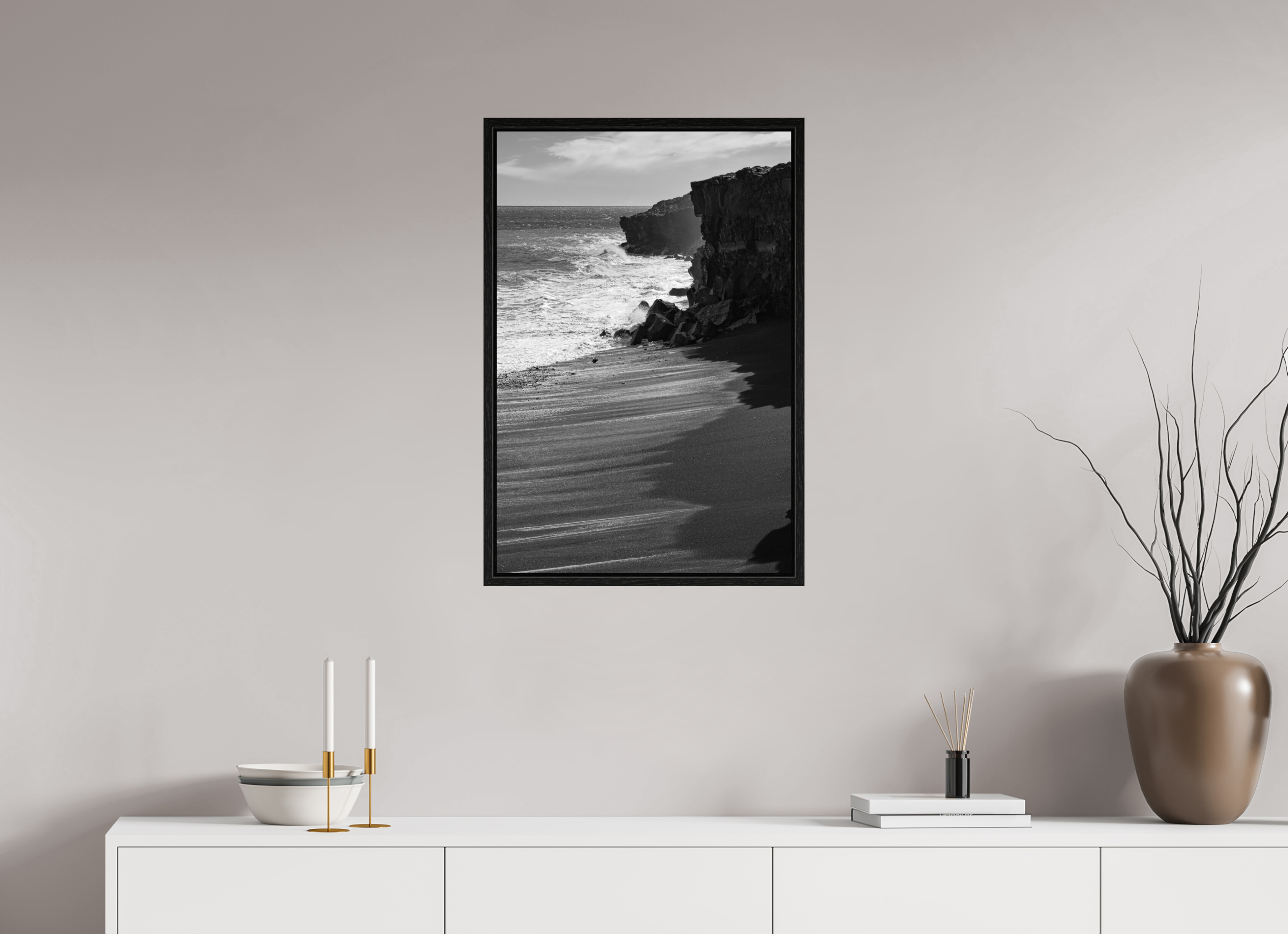 50 x 75 cm, Floater Frame Hawaii B/W