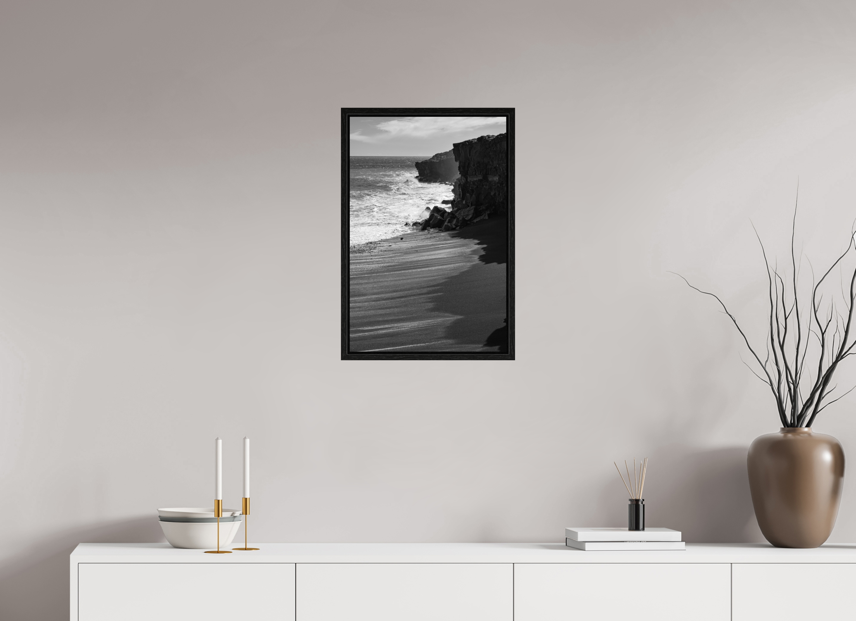 40 x 60 cm, Floater Frame Hawaii B/W
