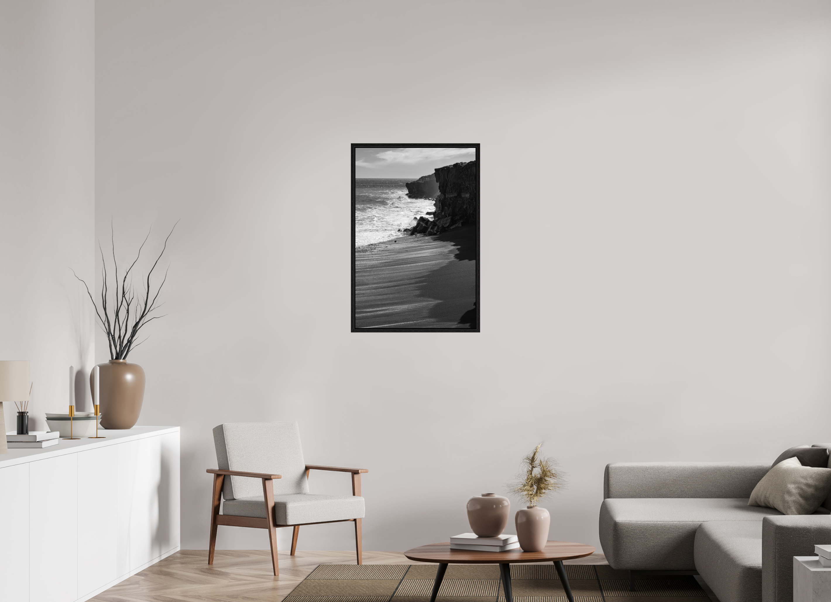 60 x 90 cm, Floater Frame Hawaii B/W