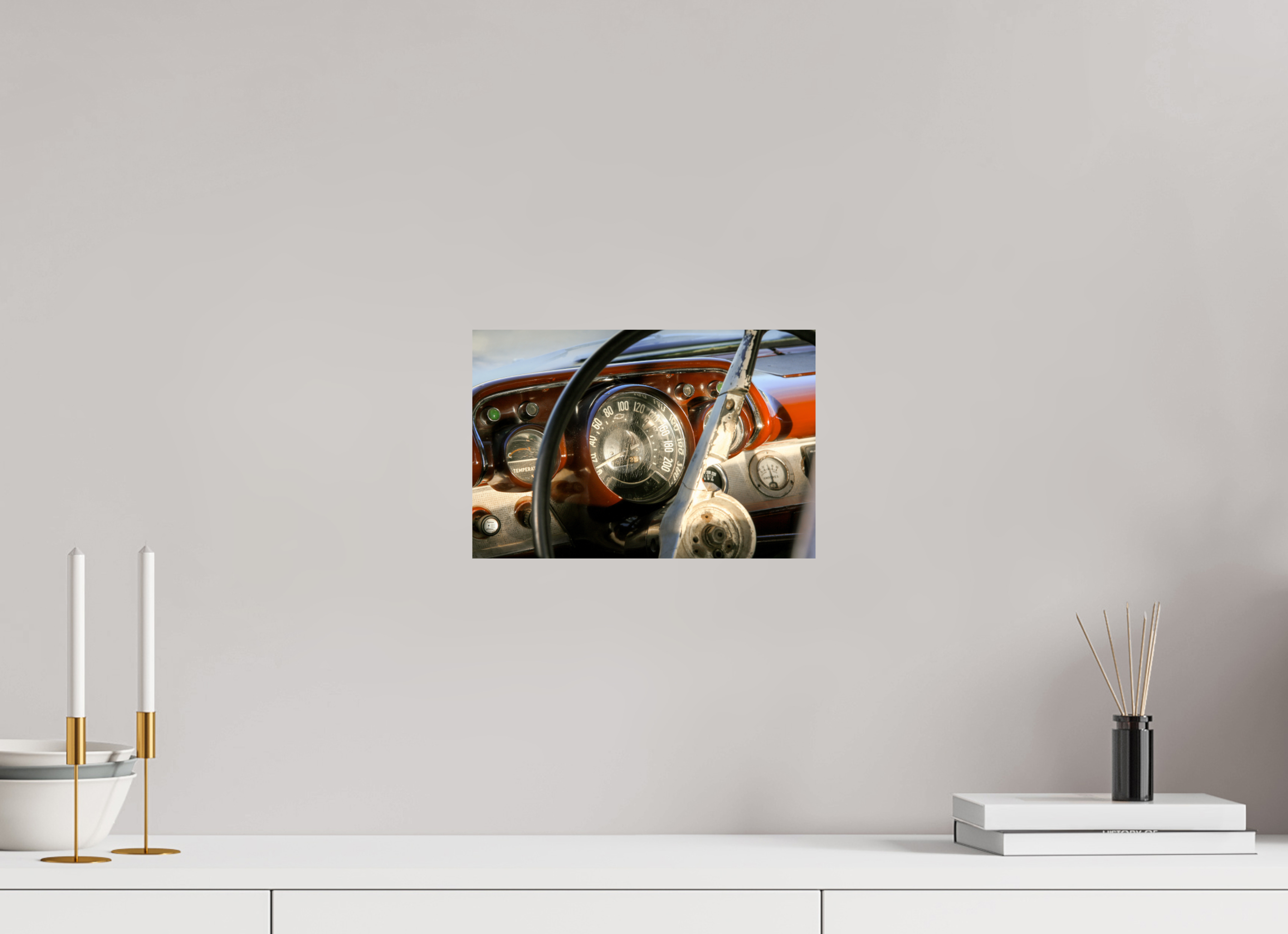 30 x 20 cm, ChromaLuxe HD Metal Print '57 Chevy Bel Air Dash