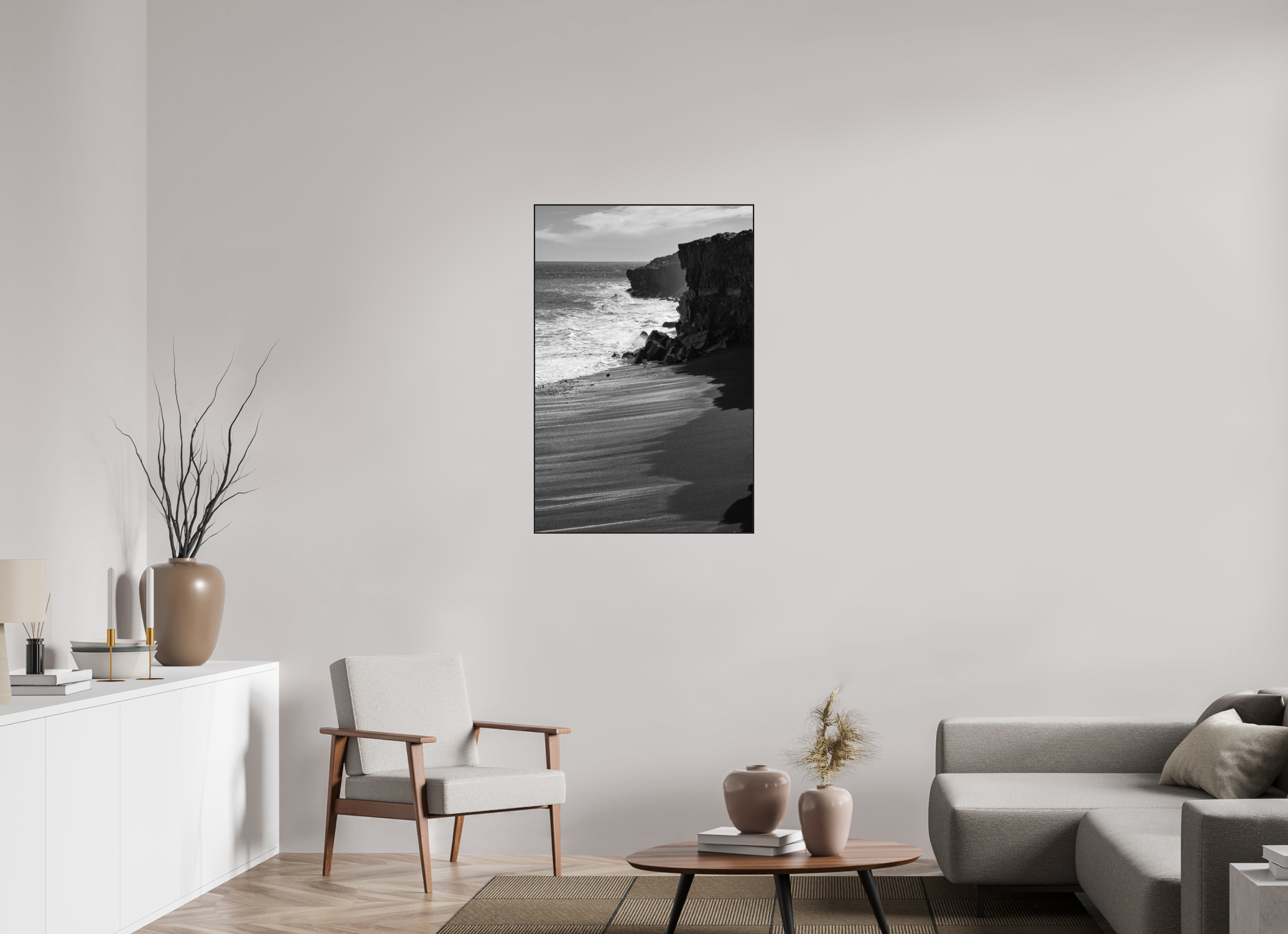70 x 105 cm, Solid Wood ArtBox Hawaii B/W