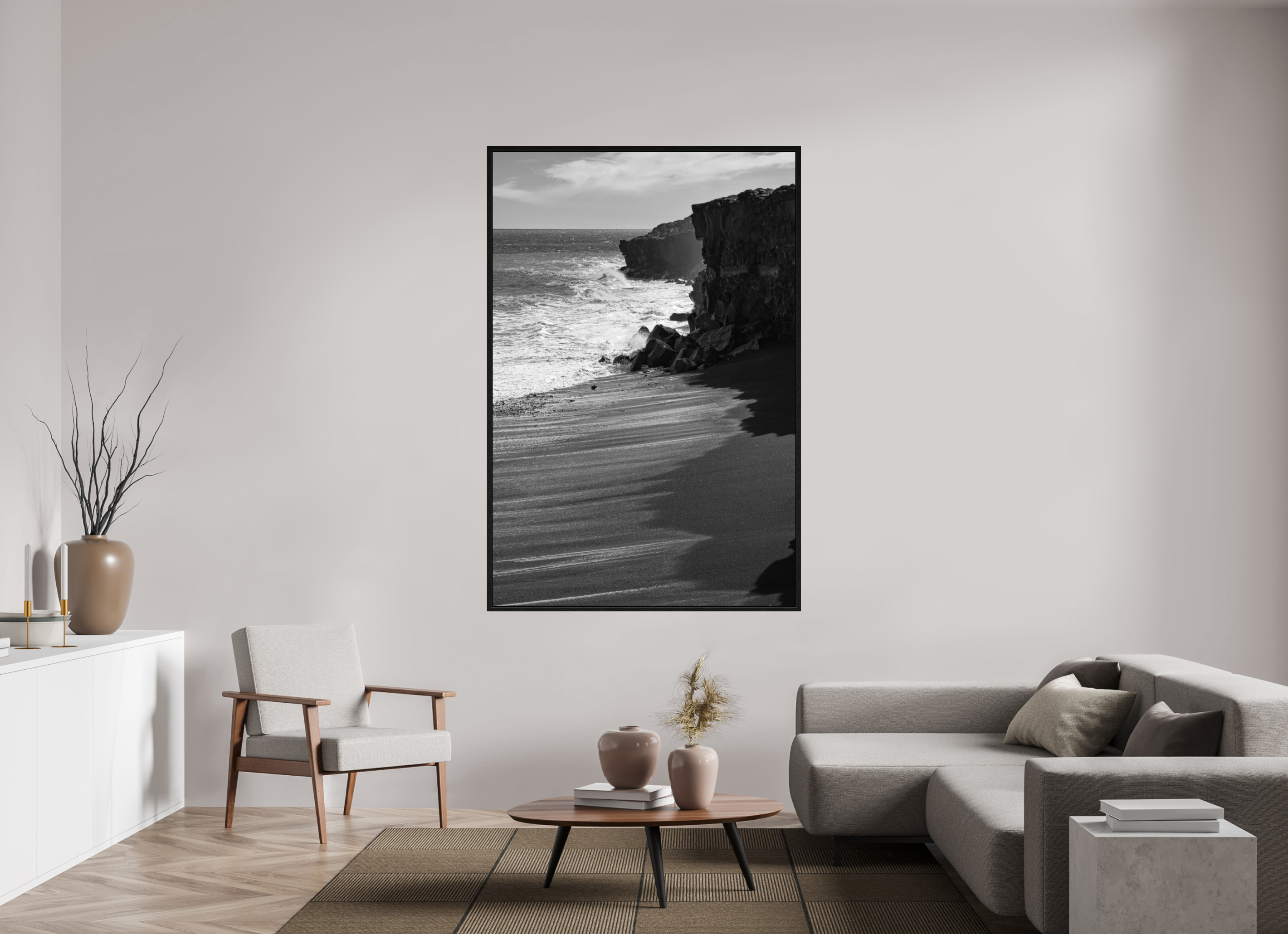 120 x 180 cm, Floater Frame Hawaii B/W