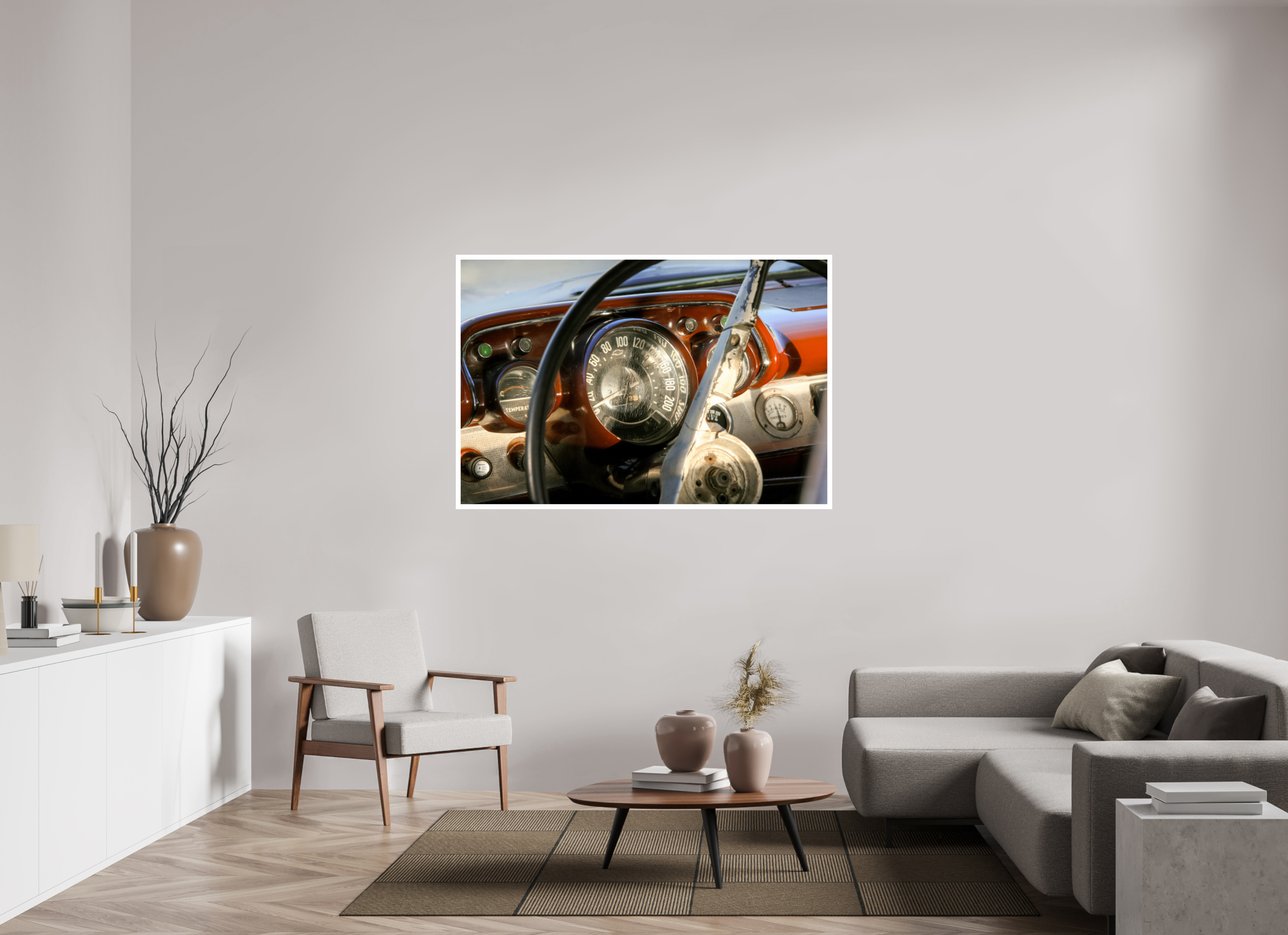 150 x 100 cm, Photo Print On Crystal DP II '57 Chevy Bel Air Dash