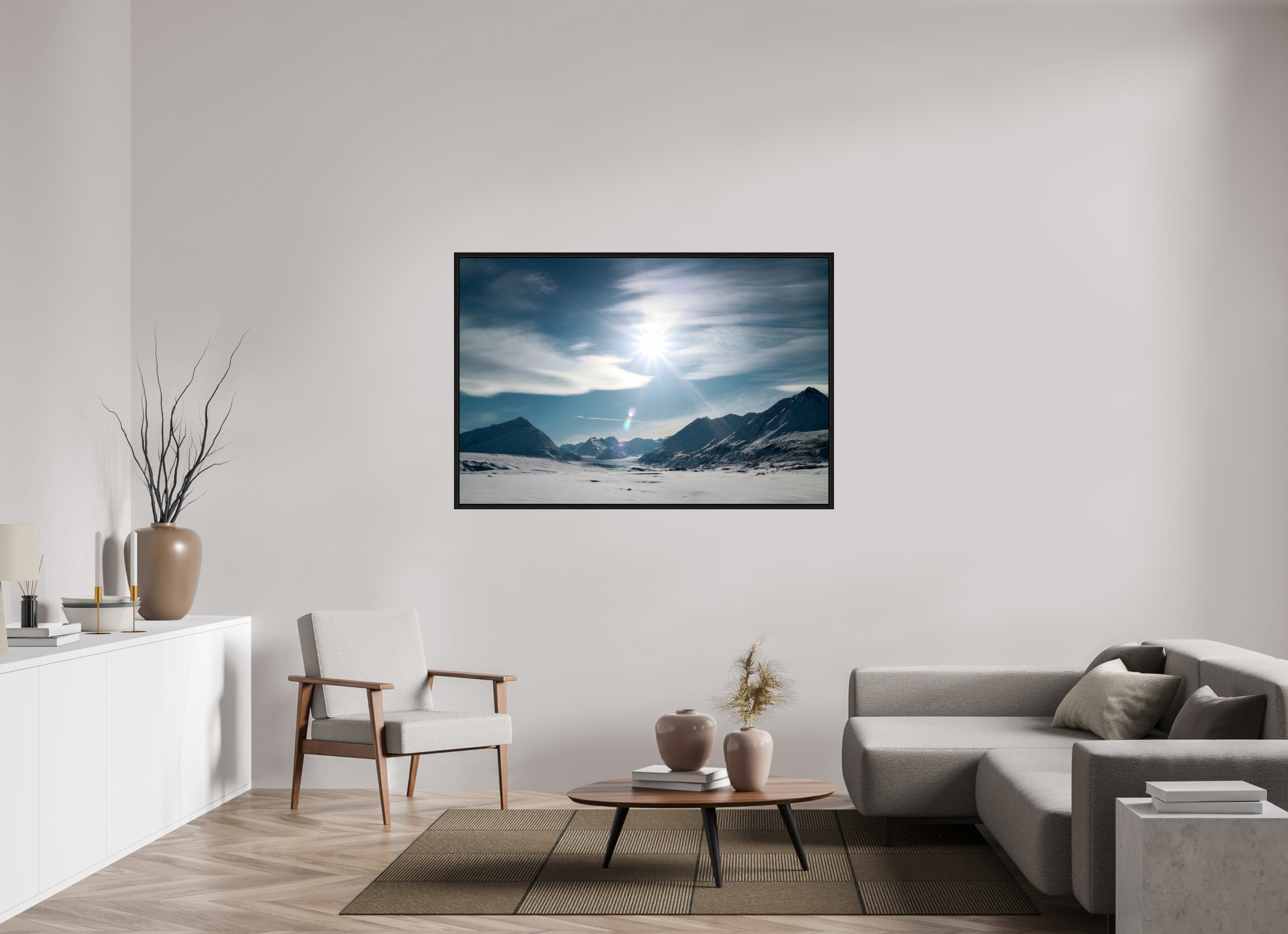 150 x 100 cm, Floater Frame Alaskan Mountain Pass