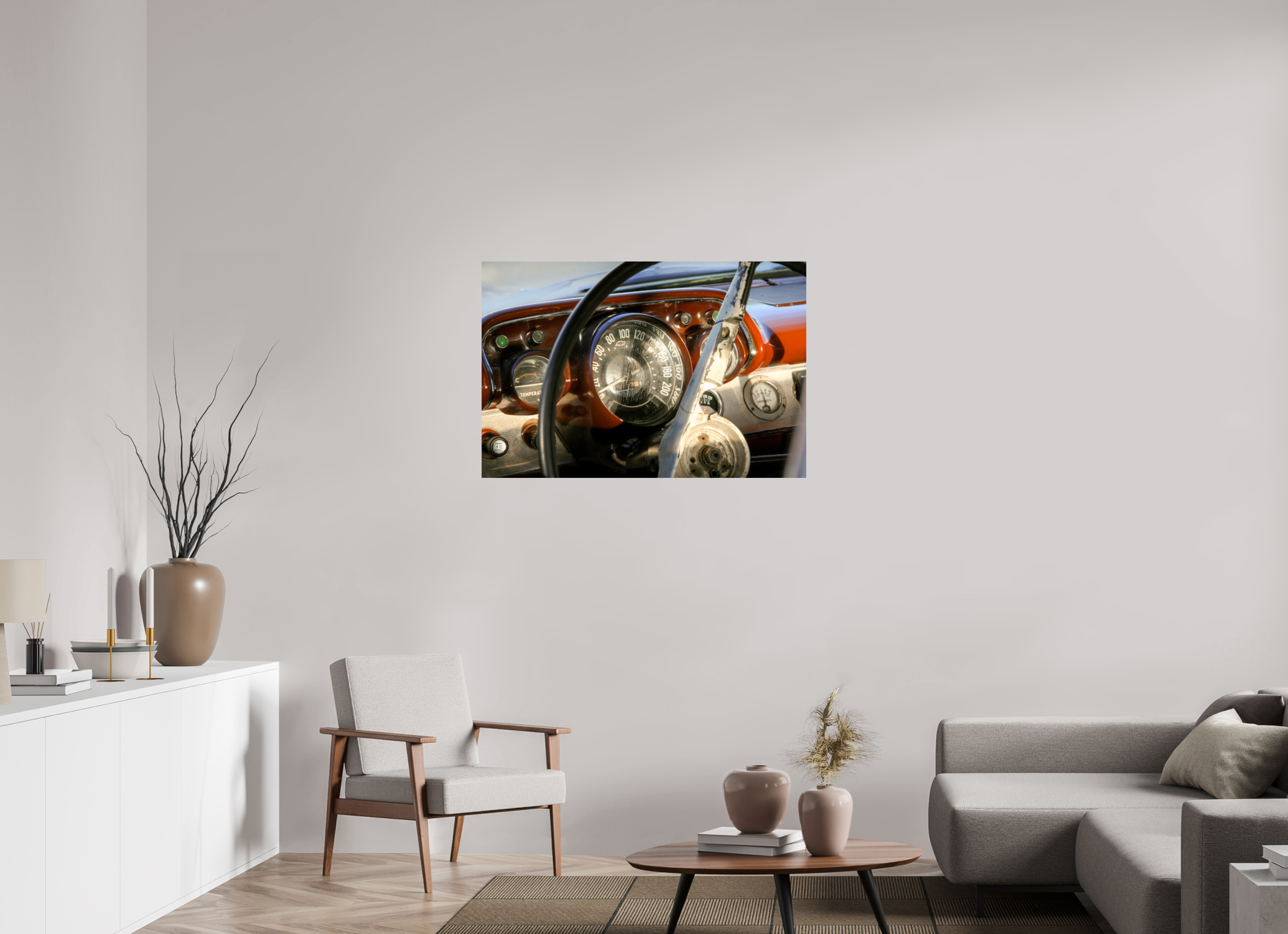 105 x 70 cm, ChromaLuxe HD Metal Print '57 Chevy Bel Air Dash