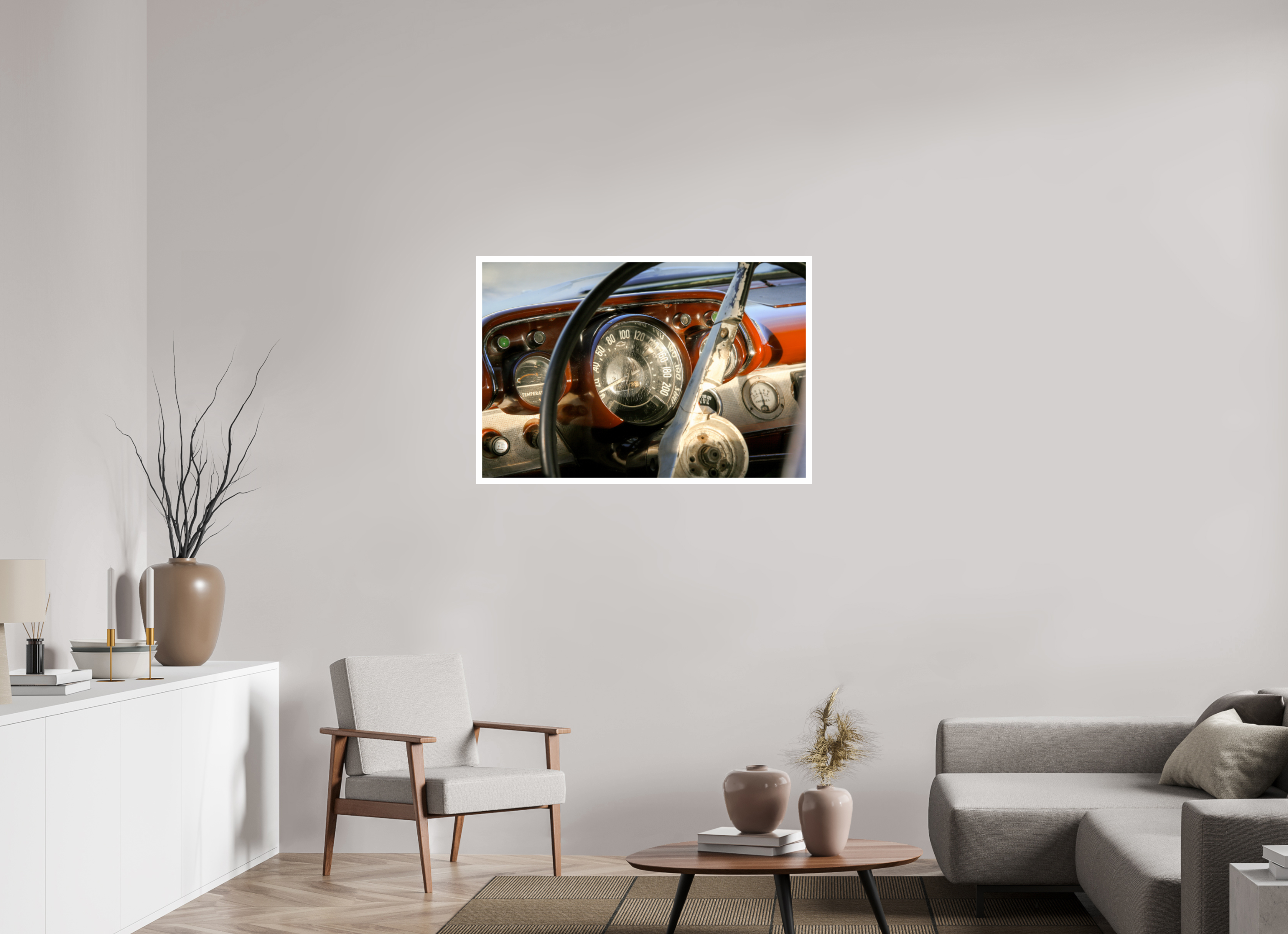 105 x 70 cm, Photo Print On Crystal DP II '57 Chevy Bel Air Dash